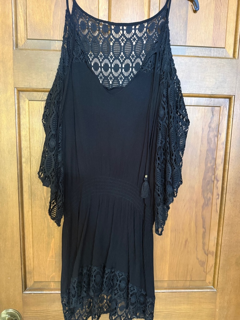 BECCA Black Crochet-Trim Dress